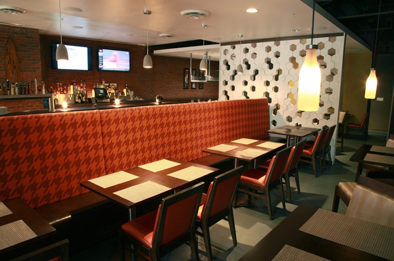 Gateway Bar and Grille, Restaurant Design, Cleveland, Ohio. Banquette.